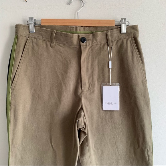 OVADIA&SONS Stripe Track Chino Pants OLIVE Black - Picture 3 of 8